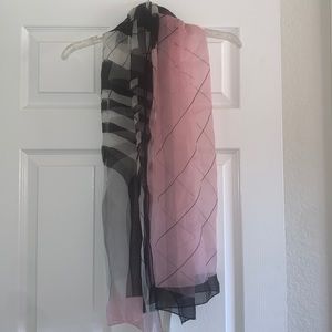 Pink and Black printed lightweight scarf